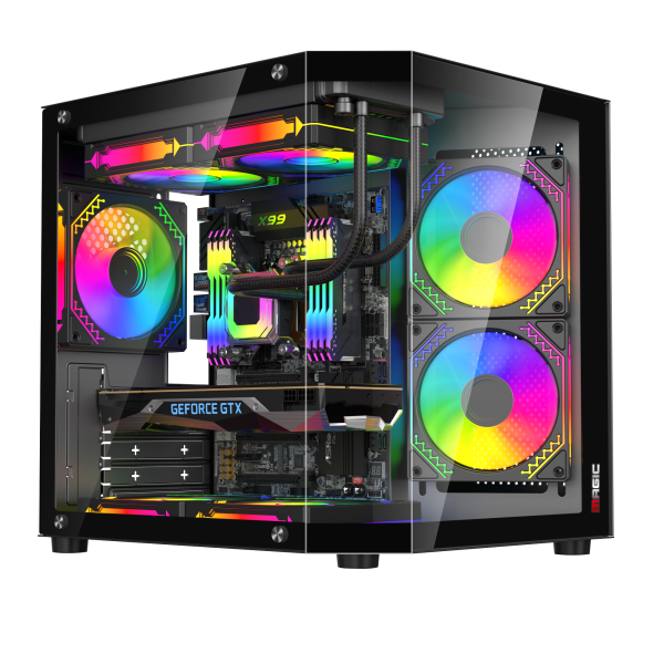 Vỏ CASE máy tính Model: Cubi-M Elite Black, hiệu: Magic, màu đen, không quạt, không bộ nguồn, bằng thép