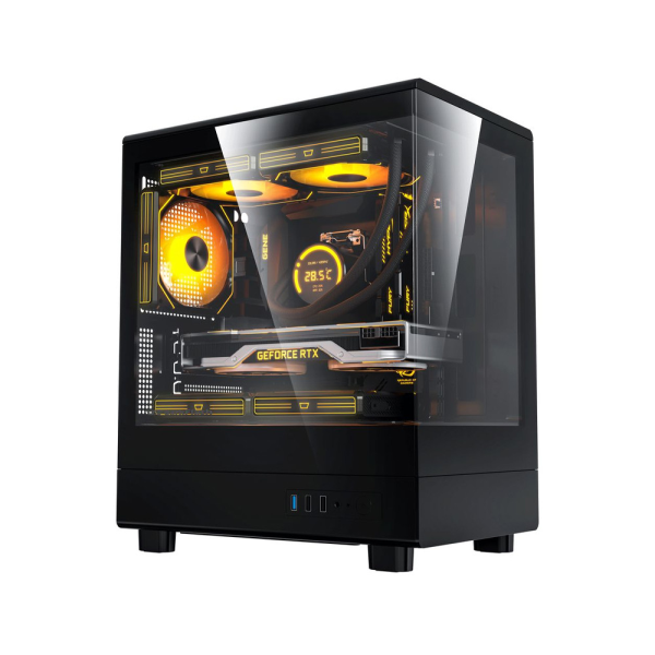 Vỏ CASE máy tính Model: DB330M BLACK GLASS , hiệu: Darkflash, không quạt, không bộ nguồn, bằng thép.