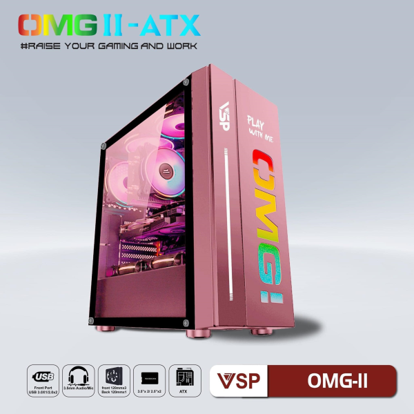 CASE GAMING VSP OMG-II MID TOWER  HỒNG